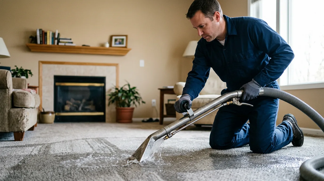 Water damage restoration technician working near Jordan, MN